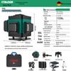 12-Line Green Laser Level with Infrared, Outdoor Strobe, Wall & Floor Mount, Automatic Leveling, Water-Resistant