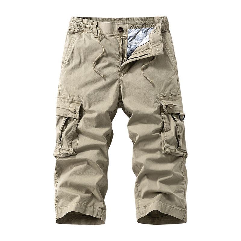 

New Eight-point Pants Casual Loose Overalls Trendy Brand Straight Casual Men s High Street Pants Summer Men s Clothing 30 хаки
