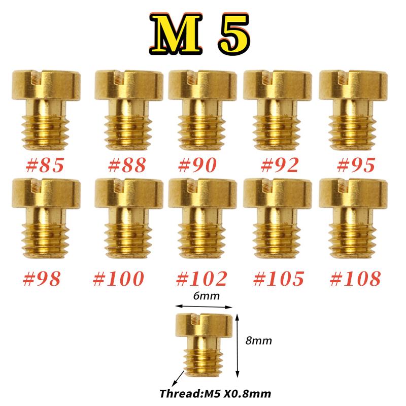 Pack of 10pcs Carburetor Main Jet M4 M5 5mm 6mm Thread for DellOrto BGM Motoforce Carburetor Injector Nozzle Size 40-205
