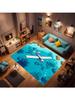 Soft Airplane Area Rug, Area Foldable Rectangular Rug, Cartoon Airplane Print Rug, Washable  Rug with Rubber Non-Slip Rug