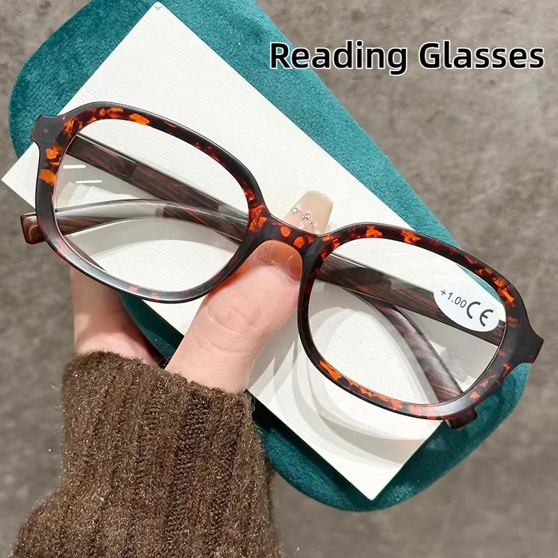 High Grade Reading Eyewear Oval Wood Grain Legs Full Frame Literary Blue Light Blocking Eye Protection Presbyopia Eyeglasses