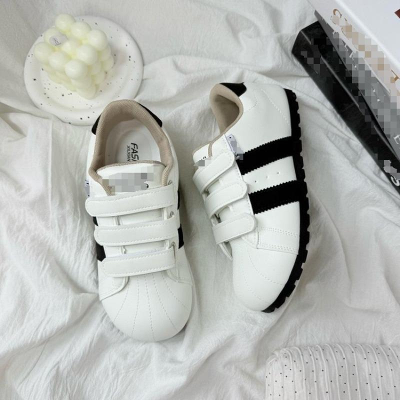 

Autumn leather women s new Velcro little white shoes small thick-soled big head sports and leisure shoes 40 белый