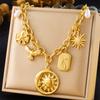 Women's Sporty Cross Border Fashion Spiral Elliptical Heart Shaped Large Pendant Sweater Chain Crystal Butterfly Flower Necklace
