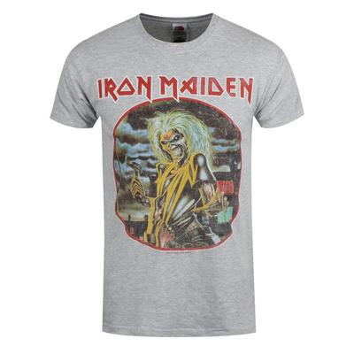 Iron Maiden T-Shirt Killers Circle Rock Band New Grey Official