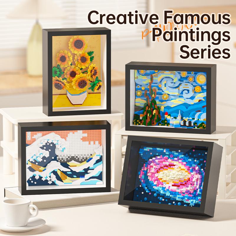 Creative 3D Micro Van Gogh Painting Frame Building Blocks Set Craft Kit Ornament Christmas Gift Adults Kids Exquisite Box