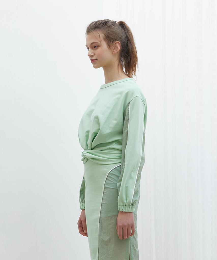 NEAR&DEAR Twist Detail Crop T-Shirt Mint