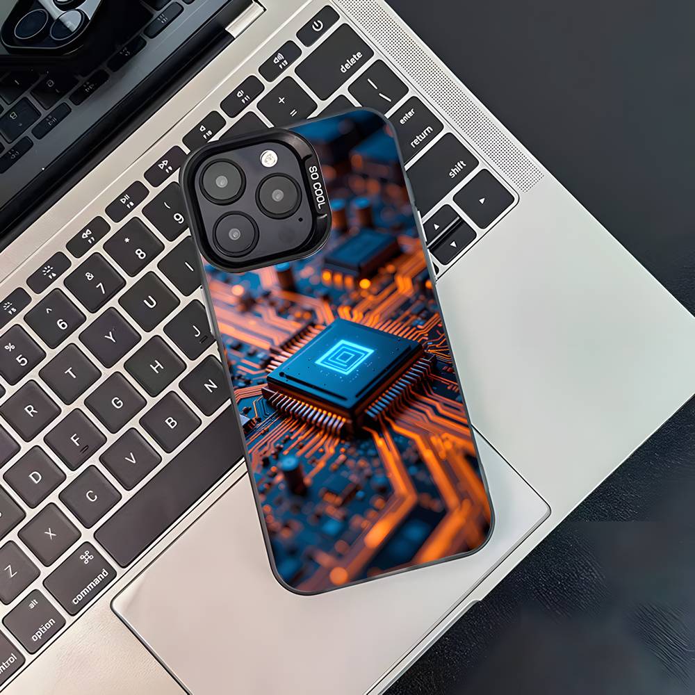 

Science Circuit Board Phone Case For iPhone 17,16,15,14,13,12,11,Pro,Max,Plus,Black Matte Shockproof Cover iPhone16PRO
