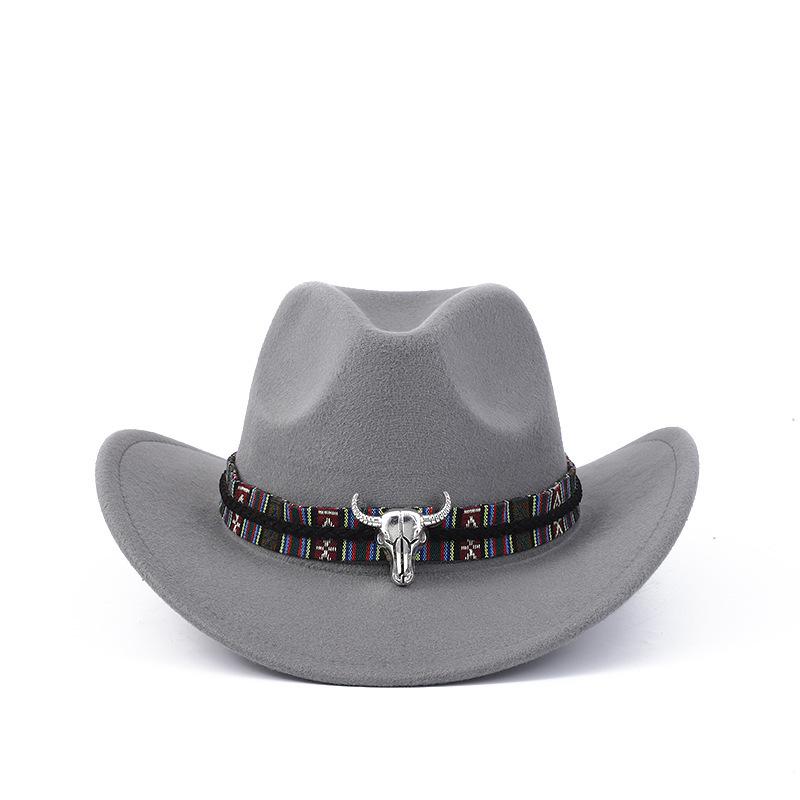 New Western Cowboy Hat Top Hat Jazz Hat Big Brim Ethnic Style Cowboy Felt Hat