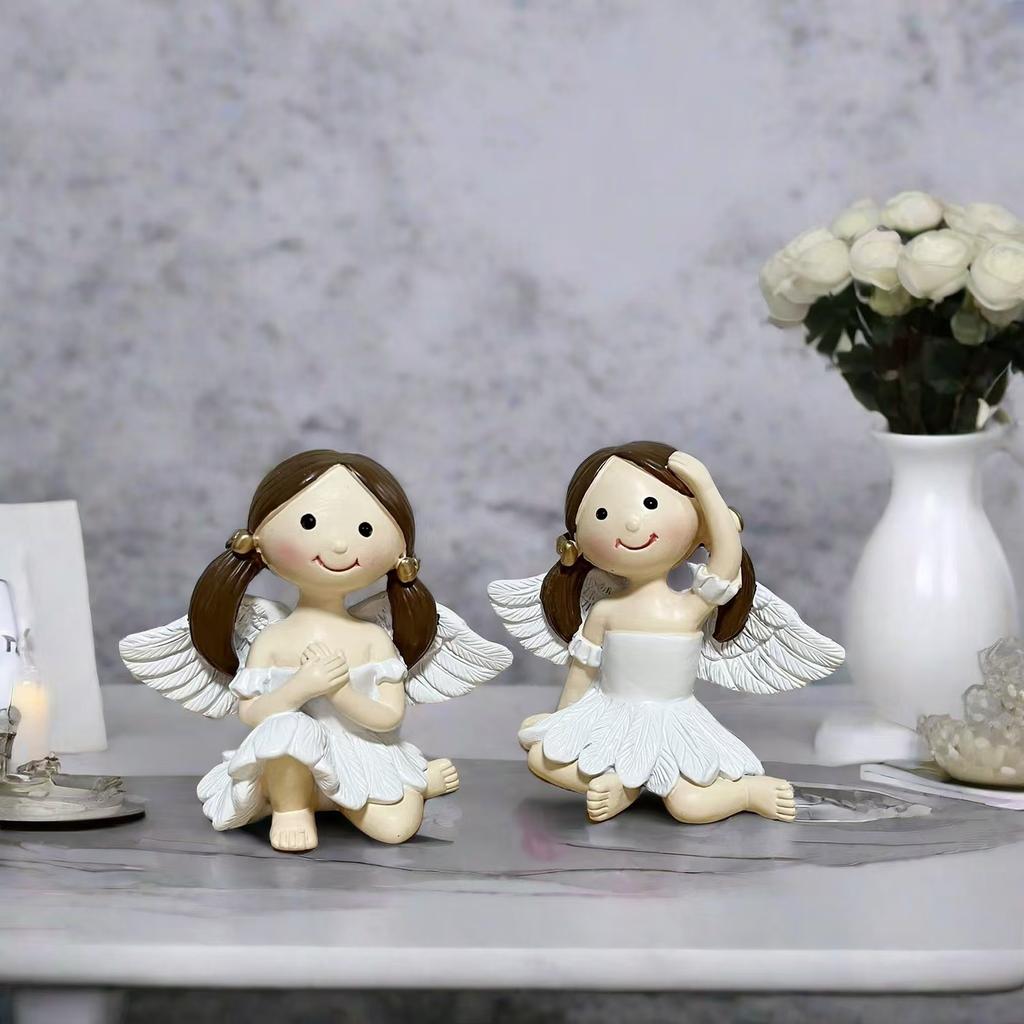 Angel girl statue ornament, suitable for home desktop decoration, suitable for gifts for sisters and friends