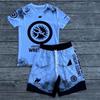 2026 New United World Wrestling Sports Set Men's Black White Graphic Rash Guard & Shorts Quick Drying MMA Training Combat Suit
