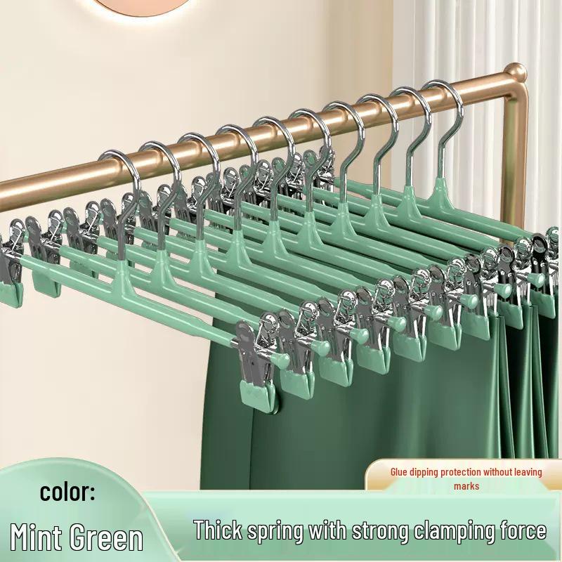 Stainless Steel Non-Slip Skirt & Pants Hanger with Clips - Seamless Storage Solution