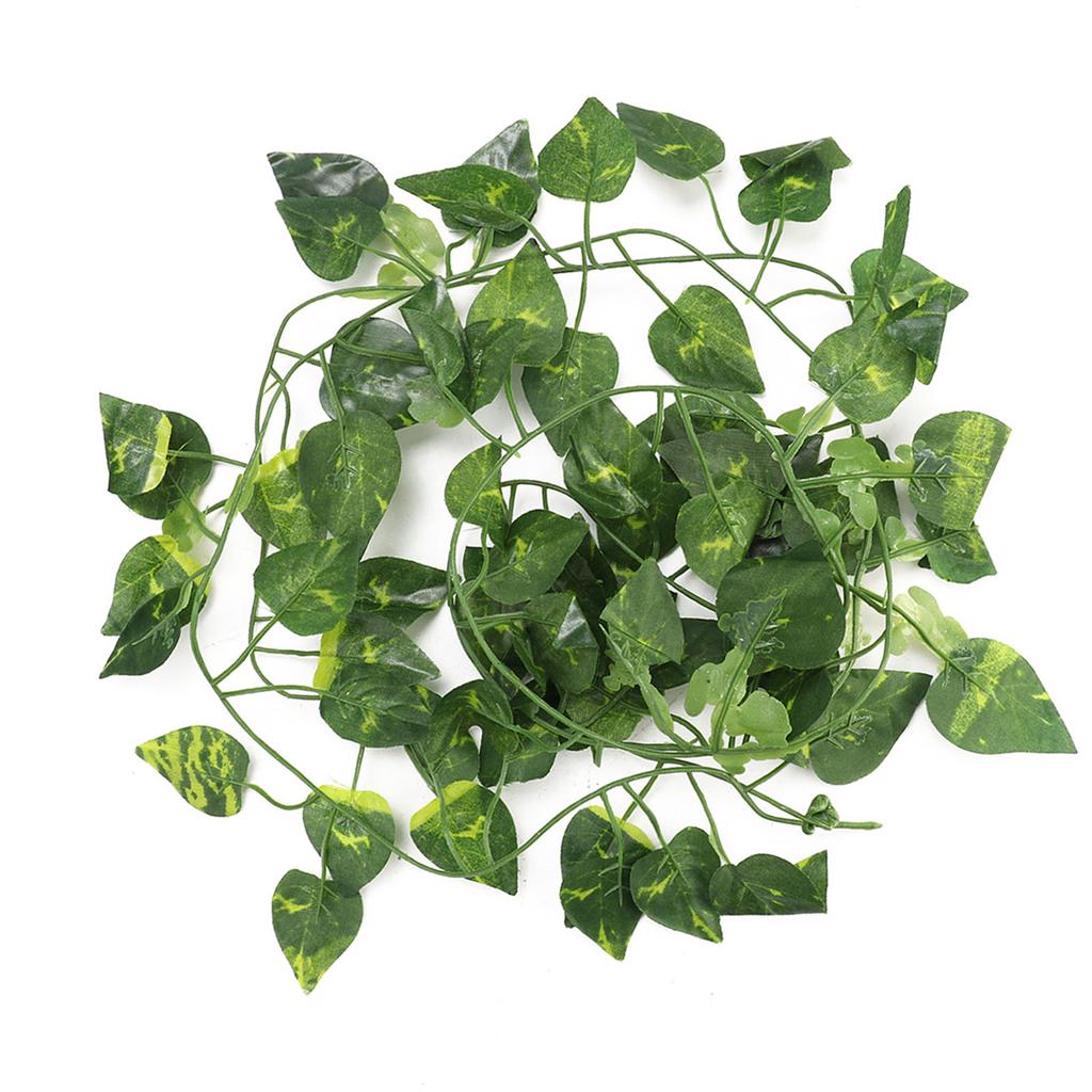 Artificial Fake Leaves Hanging Vines 6.89ft Long Vine Reptile Habitat Decor (Scindapsus Leaves)
