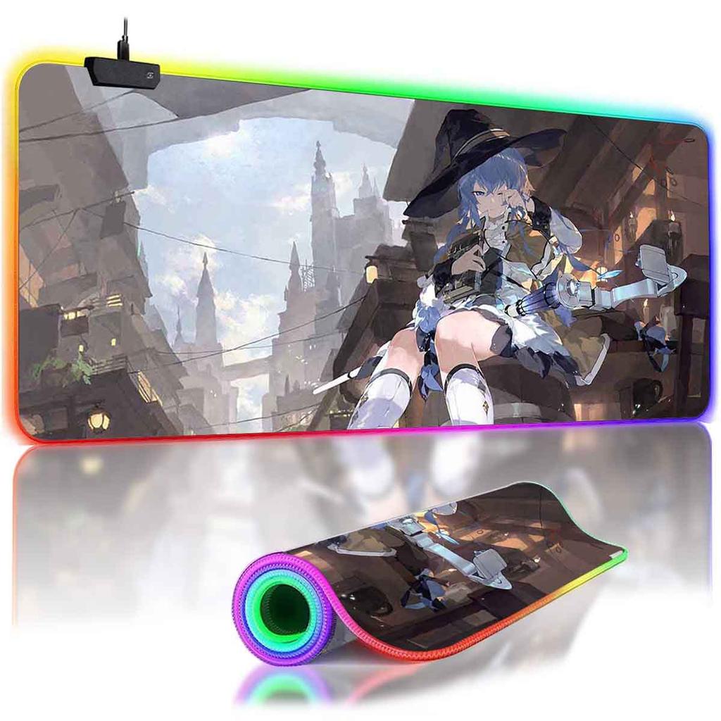 RGB Backlit Anime Roxy Migurdia Mouse Pad Cute Anime M_Mushoku Tensei Overwatch Mouse Mat Mouse Pad Non-Slip Gamer Keyboard Mat