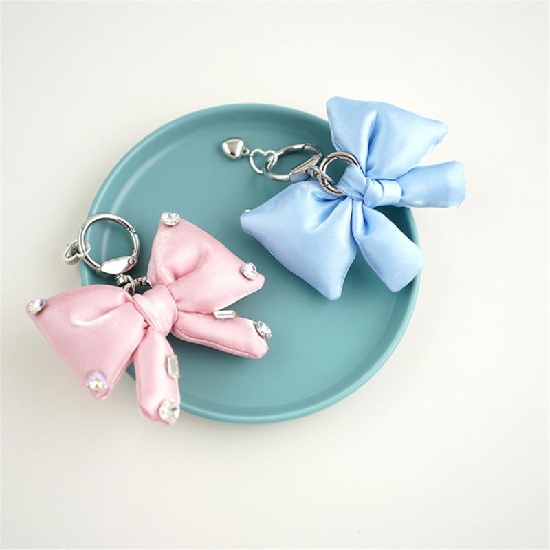 Elegant Butterfly Bowknot Keychain with Sparkling Rhinestones Detail Sturdy Alloy Construction Pendant Trendy Women