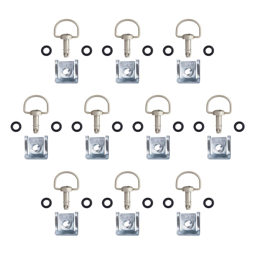 MOTO4U Motorcycle Racing Fasteners Quick Release D-Ring 1/4 Turn Fairing Fasteners 17mm 10pcs Brushed Silver