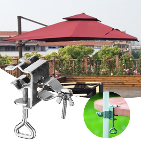 Portable Non-slip Table Umbrella Clamp Alloy Garden Windproof Table Parasol Stand for Patios