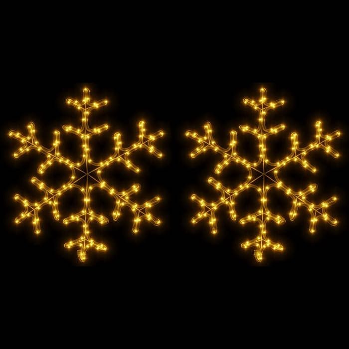VidaXL 2x Flocons de Neige de Noël avec LED Décoration de Noël Ornement de Vacances Décoration de Fête Salle de Séjour Blanc 3154291