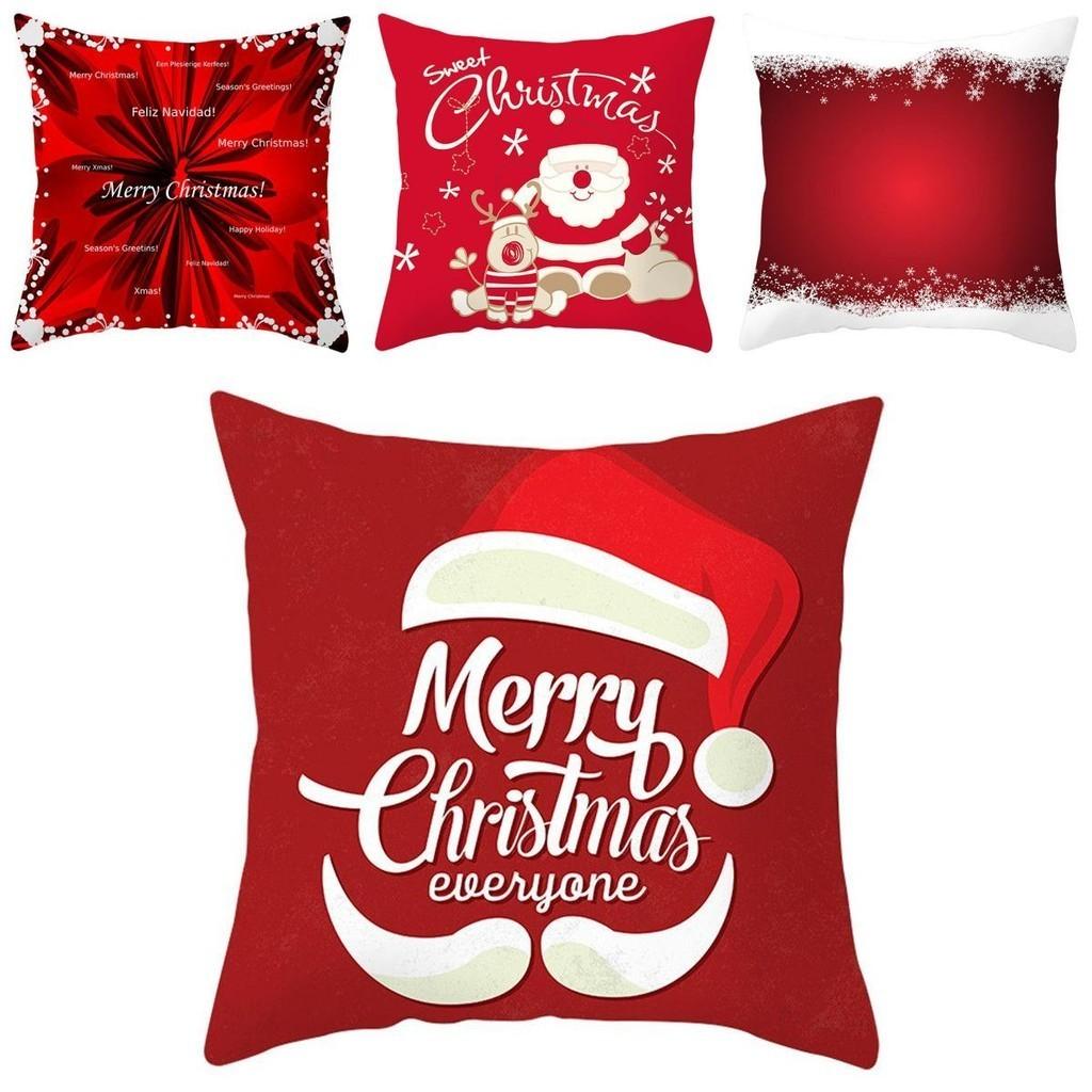 Festive Christmas Red Pillow Case Luxurious Cushion Cover For Cheerful Home Decor