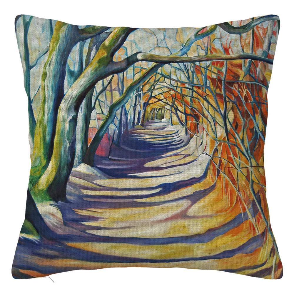 Branch Bird Flower Linen Pillowcase Sofa Cushion Cover Home Decoration Can Be Customized for You 40x40 50x50 60x60 45x45