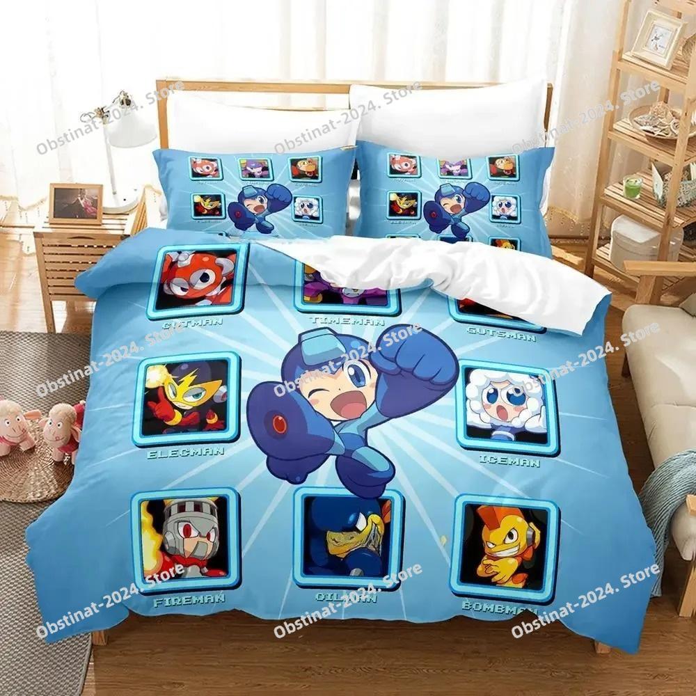 Mega Man X DiVE Bedding Set Printed Duvet Cover Sheet Pillowcase Bed Soft Quilt Cover Full Queen King Size Anime Bed Sheet Set