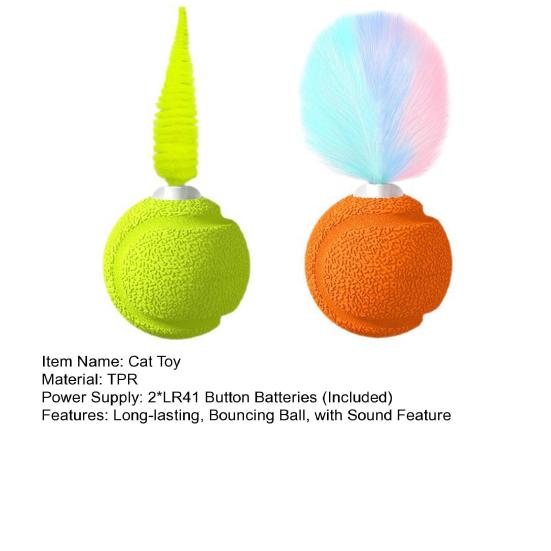 Cat Toy with Sound Feature Cats Bouncy Exercise Ball Interactive Ball Toy with Feathers for Cats Stress Relief Fun Activity Indoor Outdoor Use