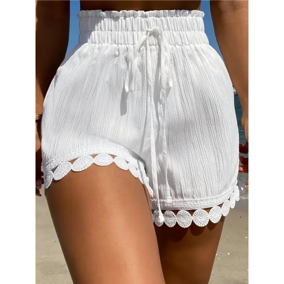

Women s Shorts, Stretchy, High Waisted, Comfortable Wide Leg Pants, Bohemian Style, Beach, Vacation, Casual Pants S рожевий