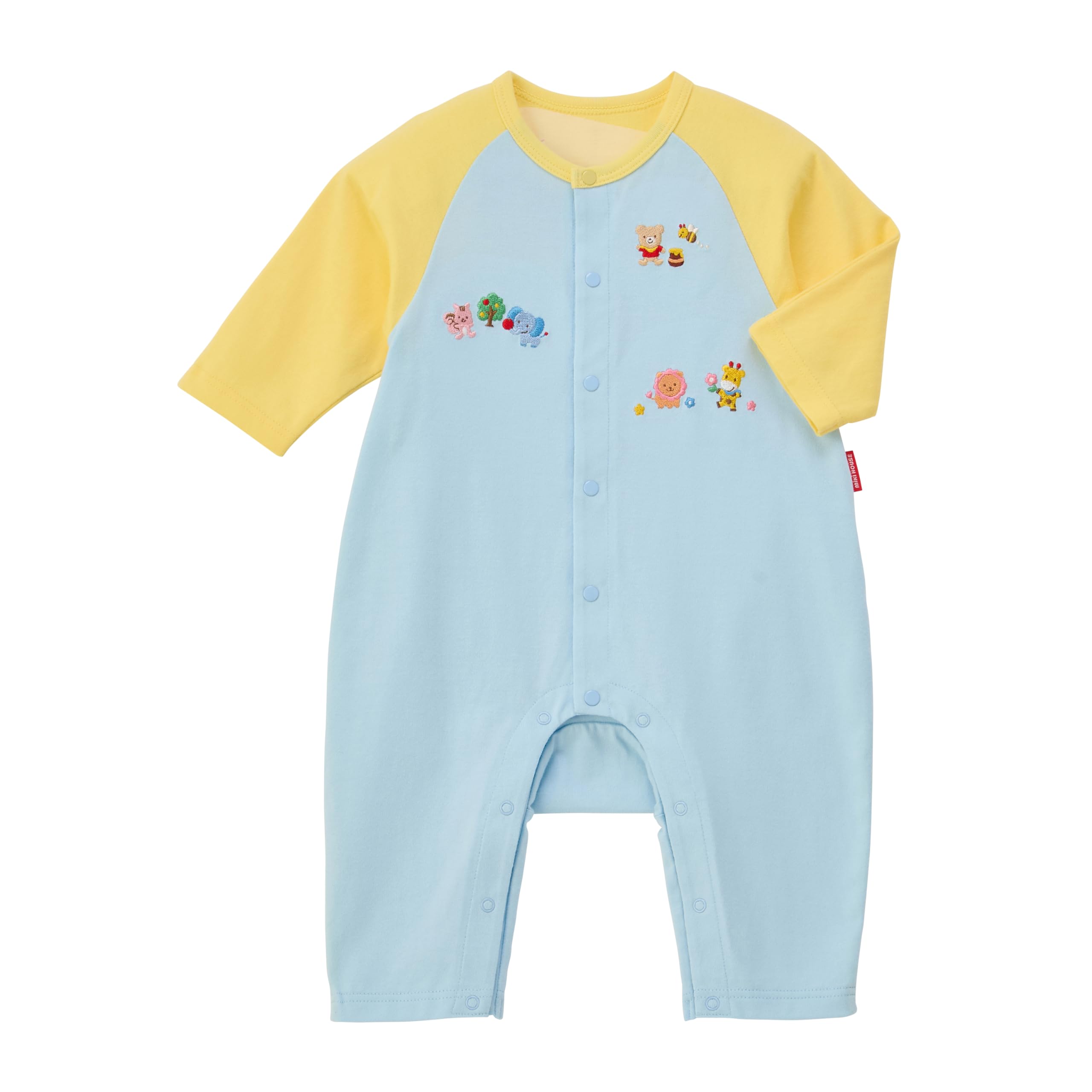 

Coverall Romper Long Sleeve Animal Made in Japan Boys Girls Baby Kids Infant Baby Clothes Clothes 70cm Sax [Miki House] Children s 43-1201-148