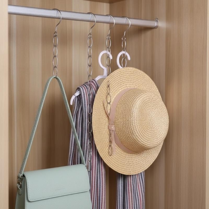 Multi Layer Clothes Hanger Chain Metal Space Saving Closet Organizer Hook Chain Wardrobe Clothing Storage Organization