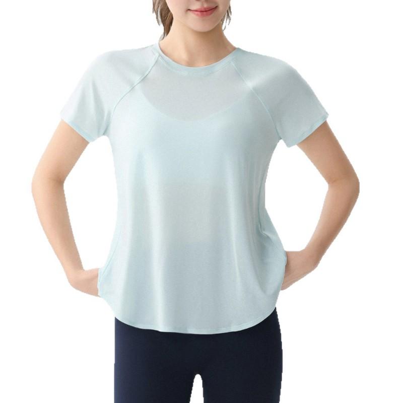 Womens Quick-Dry Loose Yoga Top With Mesh Back Breathable Short Sleeve Fitness Shirt 2026