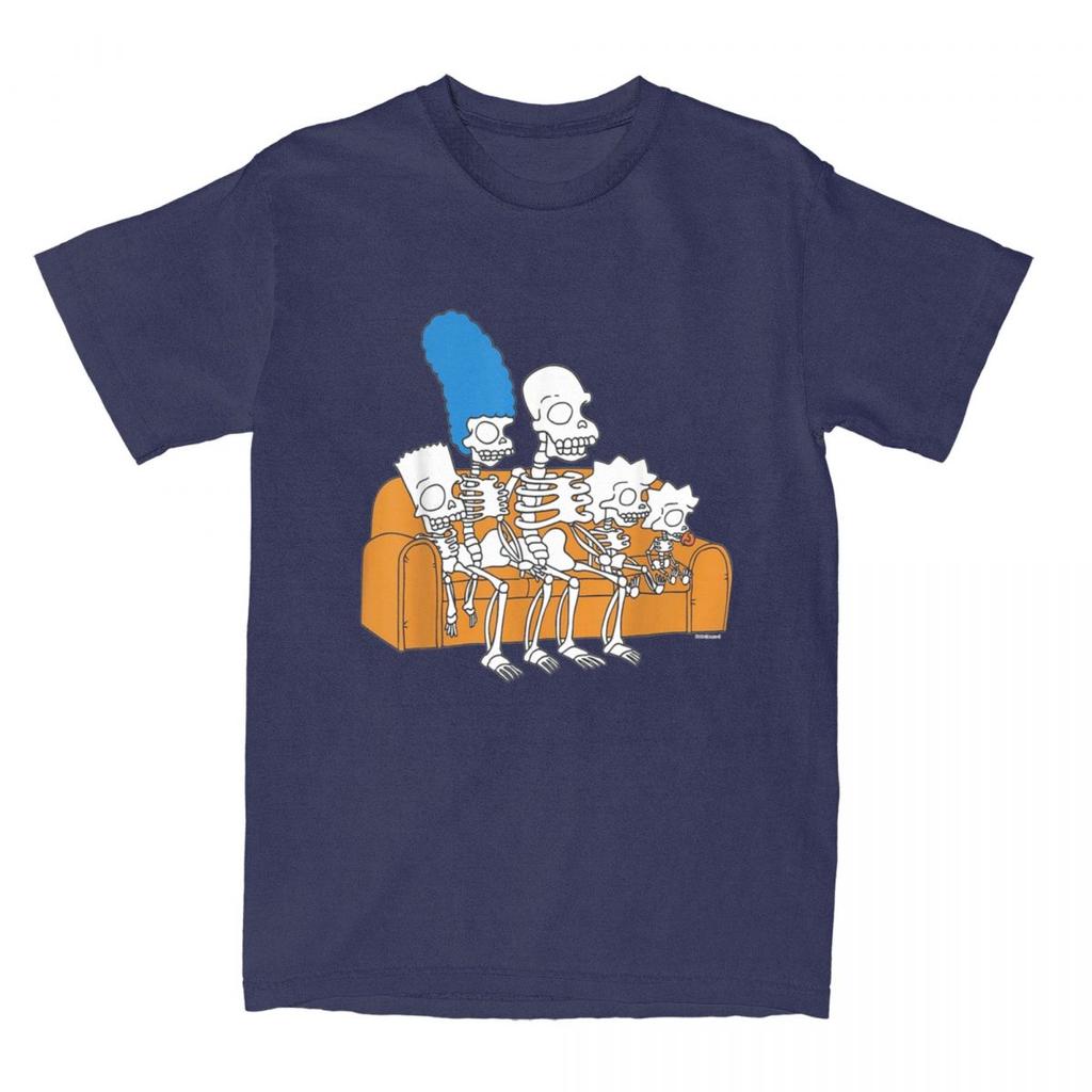 Miniso Vintage Simpson Family Skeletons Treehouse of Horror Cotton T Shirts Tee Shirt Unisex Casual Short Sleeve Clothing