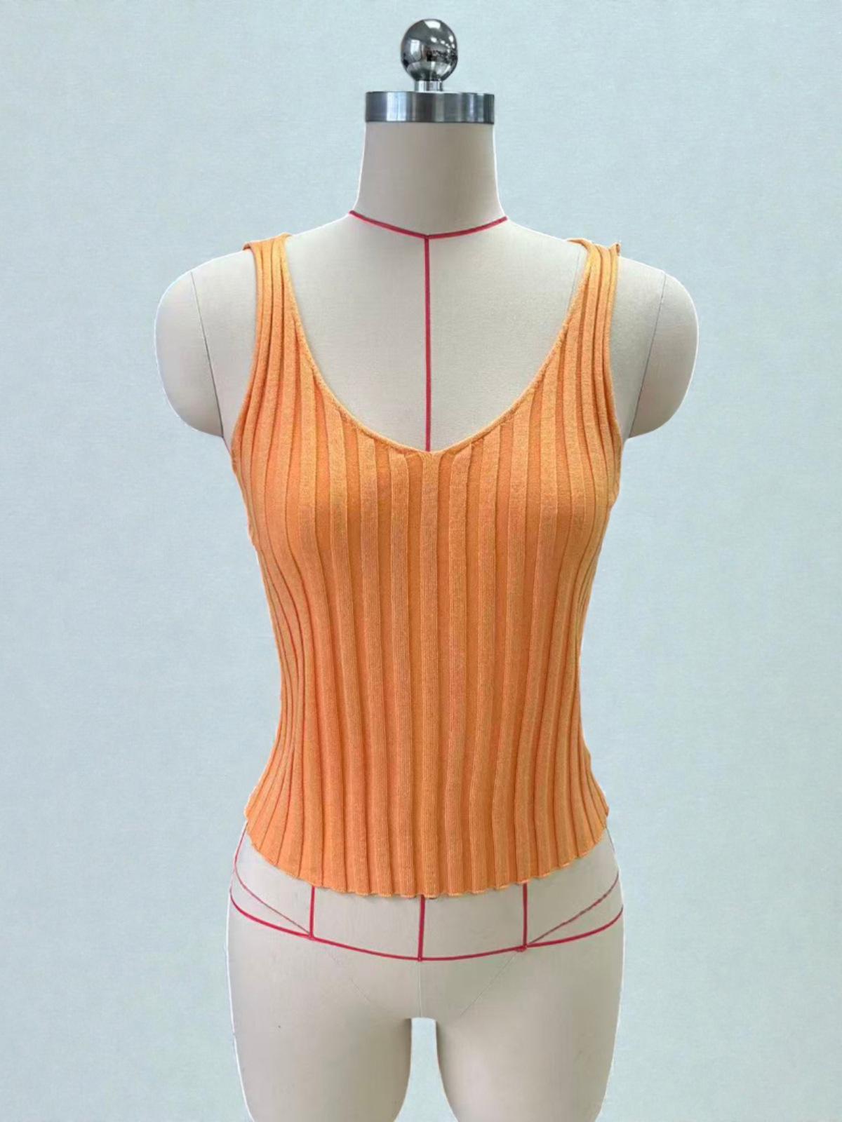 2026 Summer European & American Women s Sleeveless Knit Camisole Top Small оранжевый