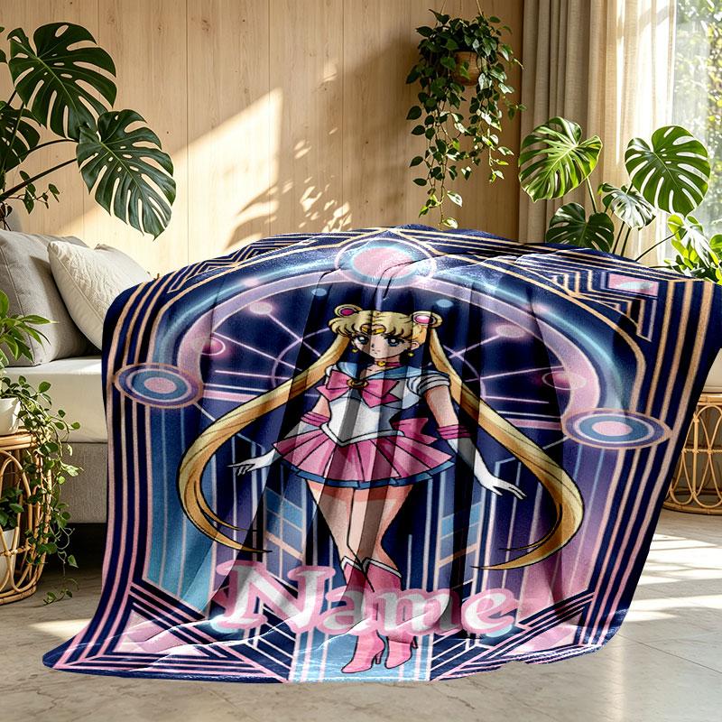 Custom Name Personalized Sailor Moon Print Blanket, Home Decor, Bedroom, Sofa, Camping, Couch, Gifts for Birthday Christmas