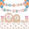 44pcs/set Tea Party Disposable Tableware Birthday Wedding Paper Plate Cups Napkins Baby Shower Theme Party Decoration Supplies