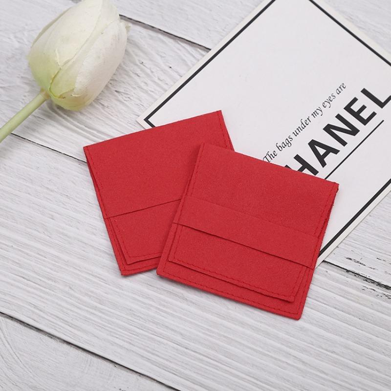 Бархатный микрофибровый мешочек для украшений - мешочек для украшений с клапаном и держателем для карт red*6.2*6.2cm