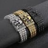 Kalen Vintage Braided Stainless Steel Bracelet Men's Chunky Skull Wristband Bracelets Punk Gold Color Mesh Male Trend Jewelry