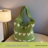 Dopamine Heart Wool Knit Tote: Large-Capacity Single Shoulder Bag
