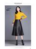 Women's Genuine Leather High Waist Midi Skirt - Autumn 2025 A-line Lambskin Umbrella Skirt