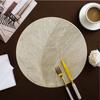 1Pc 38x38cm Round Feather Pattern Gold Hollow Dining Heat Insulation PVC Table Mat Home Tea Coffee Dish Coaster Placemat