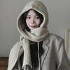 Women's Hooded Knitted Shawl: Wool Hat-Scarf-Waistcoat Combo for Autumn/Winter
