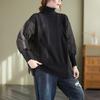 Women's European Style High Neck Faux Two-Piece Sweater, Winter 2022 Fashion, Thick & Loose, Age-Reducing Design.