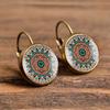 SUTEYI Charm Henna Yoga Amulet Ladies Earrings Round Glass Cabochon Earings Jewelry Bohemian Mandala Earrings For Women