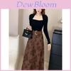 Elegant Fall Wool Blend Dress Suit Set With Pleated Buttons For Womens Chic Look