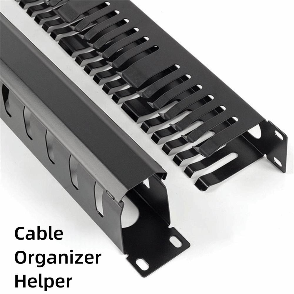 Trunking 1U Cable Management Horizontal Mount 12/24 Slot 19inch Server Rack Wire Organizer Metal Wiring Duct Data Room