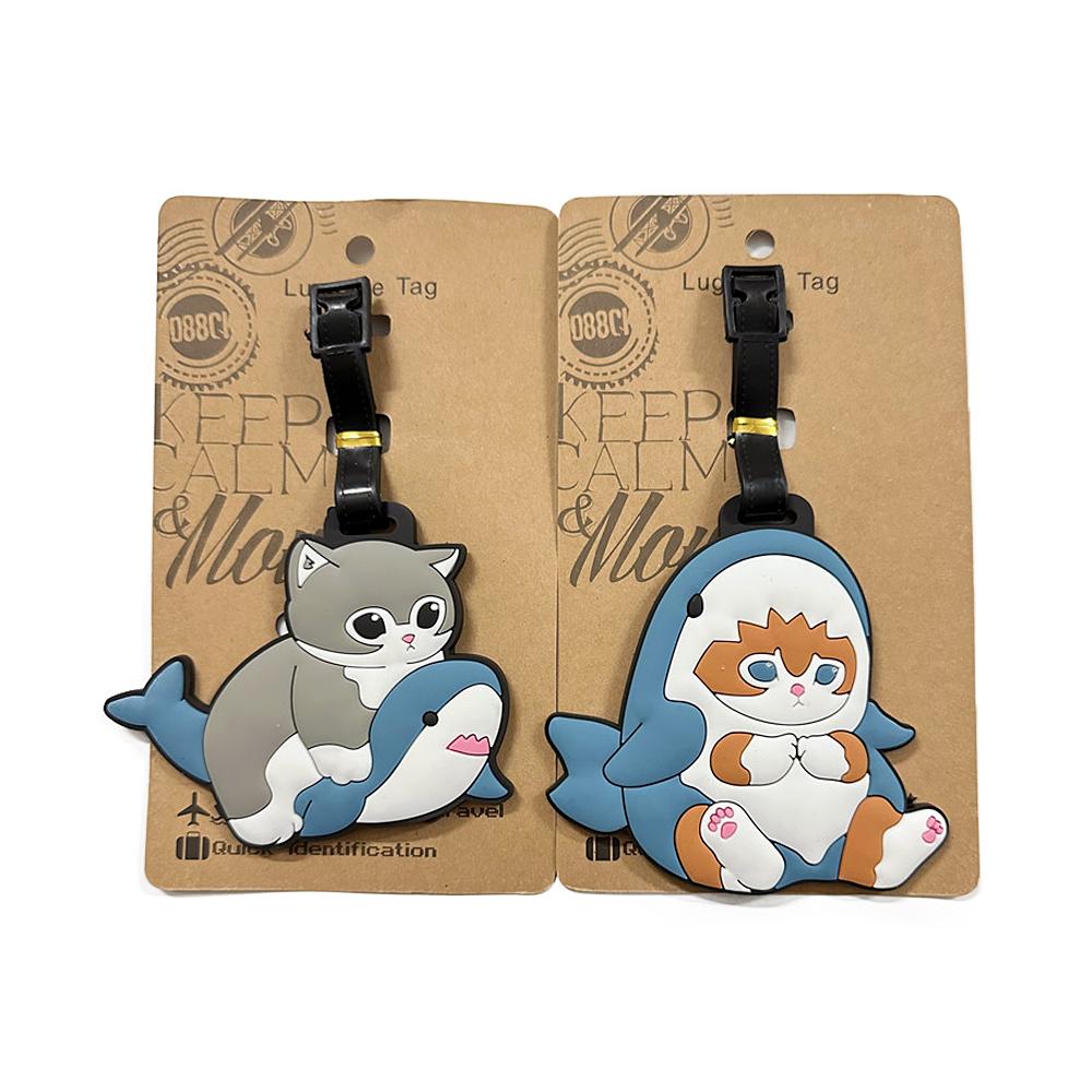 New Cartoon Cat Portable Luggage Tag Women Travel Accessories PVC Luggage Label Men Portable Anti-loss Address Name Tag