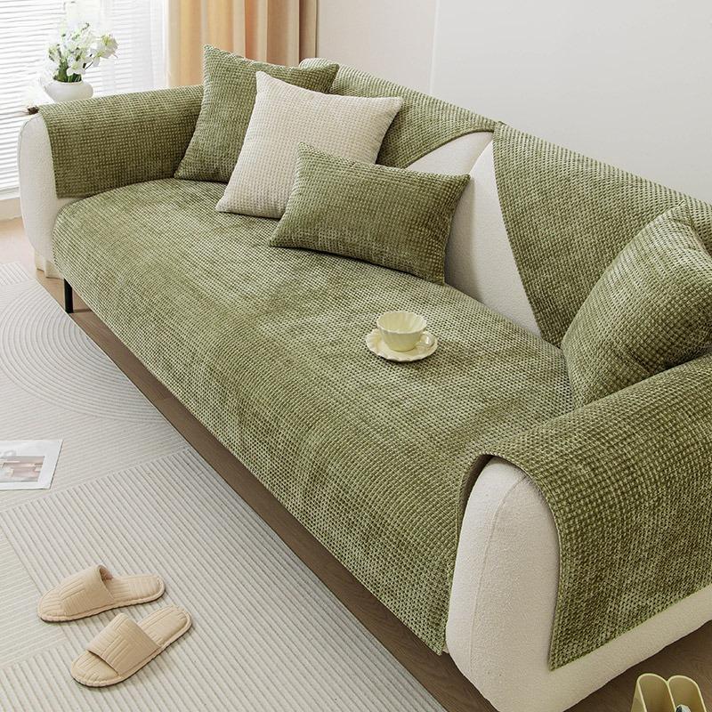 

Chenille Sofa Towels Luxury Four Seasons Universal Sofa Cover Solid Color Plaid Couch Mat for Living Room L Shaped Couch Cushion 30x50 pillowcase 1pc