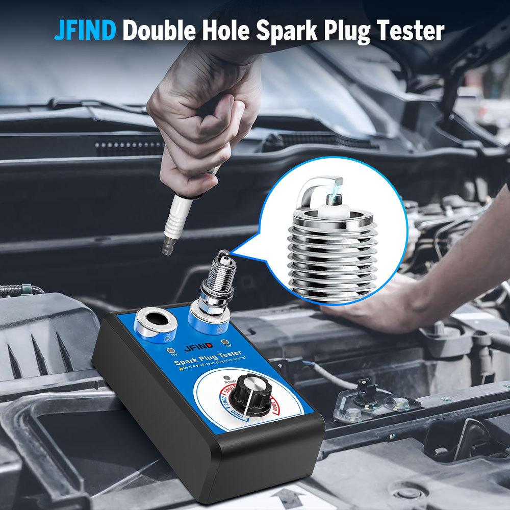 Jfind JF109 13mm To 12V Automotive Detector Ignition Analyzer Tools 110V 220V Double Hole Car Motorcycle Auto Spark Plug Tester