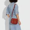 New COACH Beat Leather Saddle Bag, Shoulder Bag, Crossbody Bag Medium Women's Brown Red C0749-B4SAR