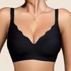 European Plus Size Wireless Seamless Bra for Women Deep V Wavy Edge Soft Support Gathered Anti-Sagging Cutout Back Intimates