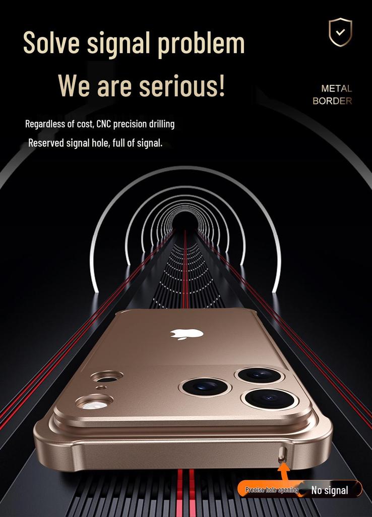 iPhone 17 Pro Max Clamshell Metal Frame Case with Heat Dissipation and Drop Protection