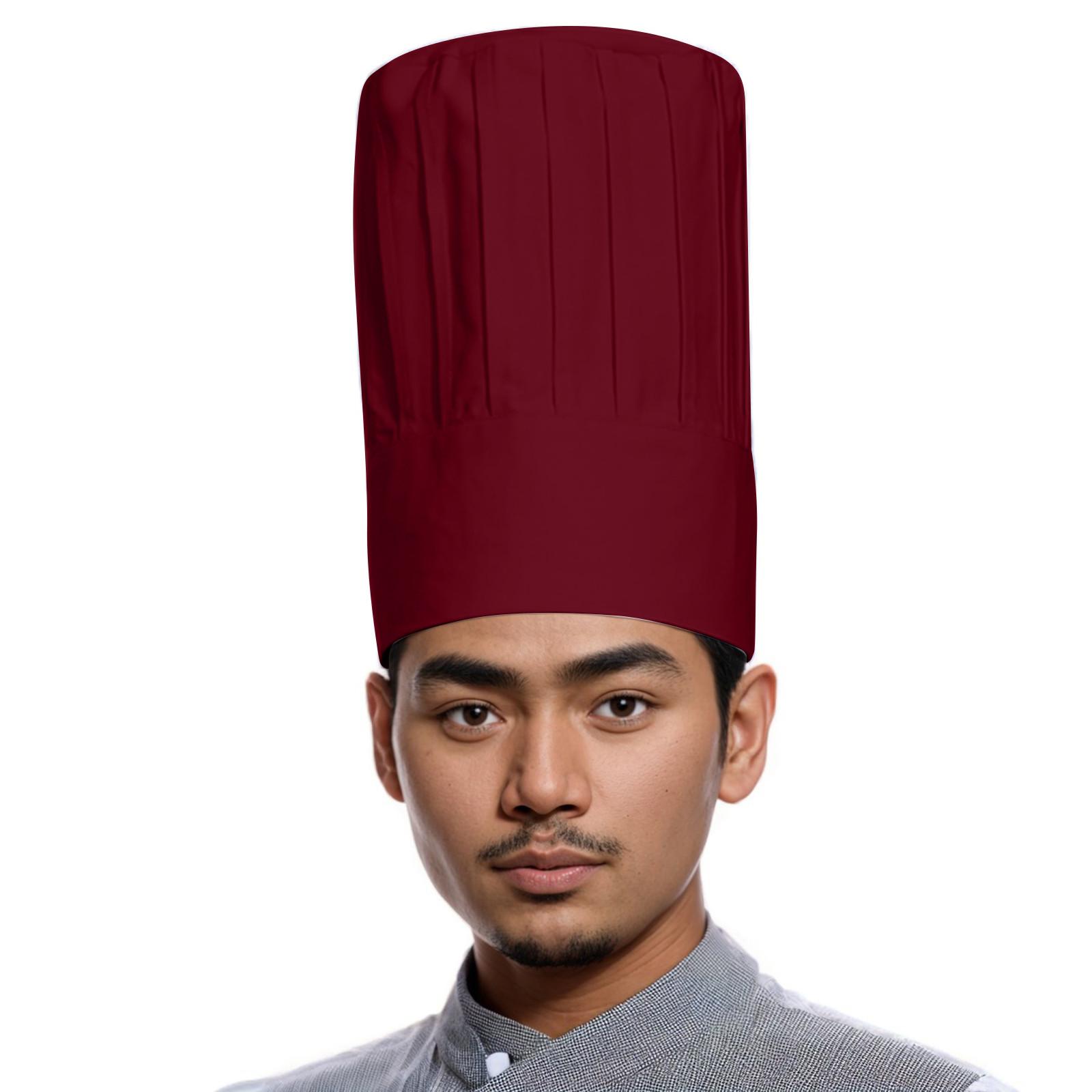 

Знаменитая шляпа шеф-повара, кондитерская, тканевая шляпа, рабочая шляпа, плиссированная шляпа One Size винный